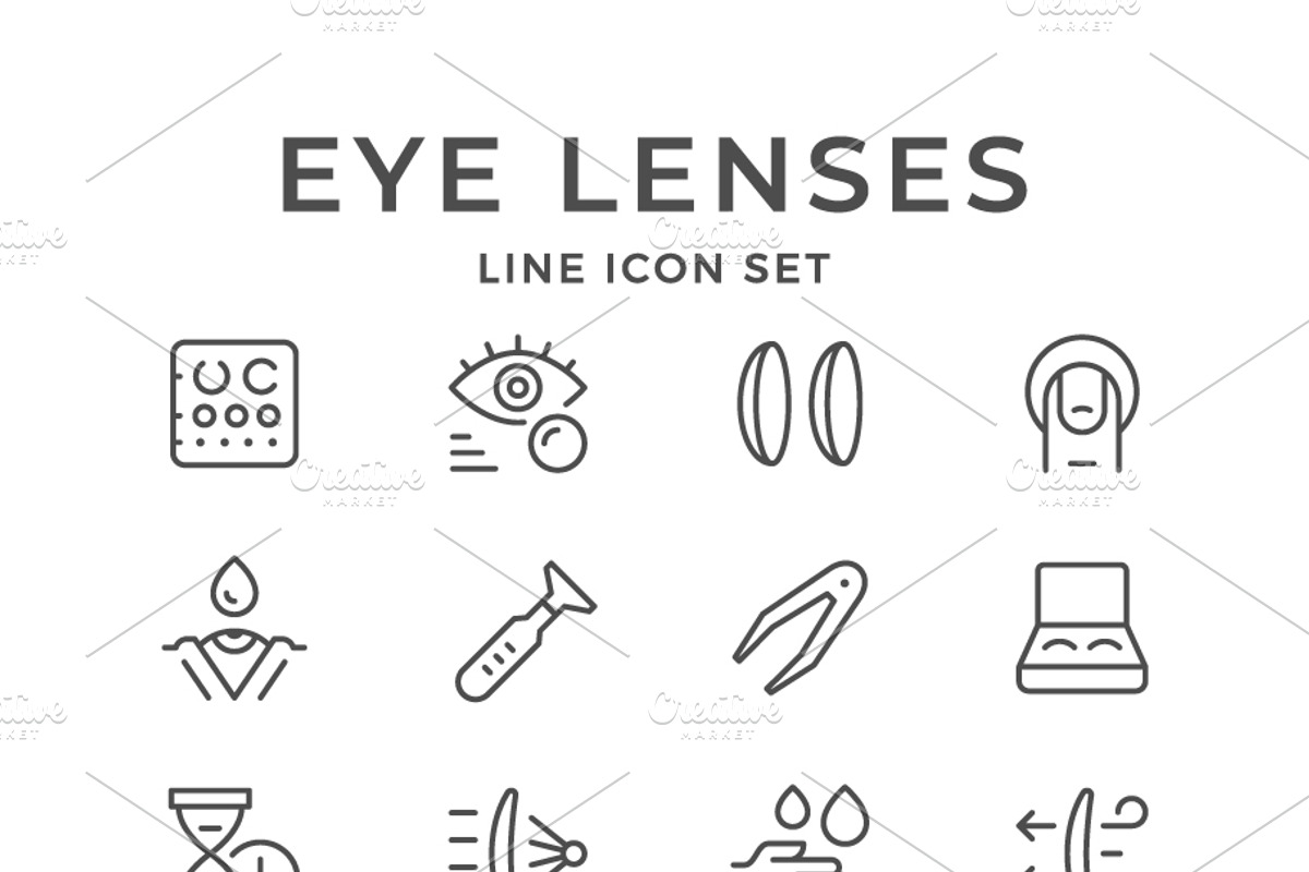 Set line icons of contact lenses, an Outline Icon by motorama (Photo 1 of 2)