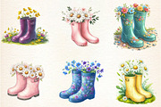 Floral Spring Rubber Boots Clipart, an Illustration by DreamArtGraphic (Thumbnail 3 of 5)
