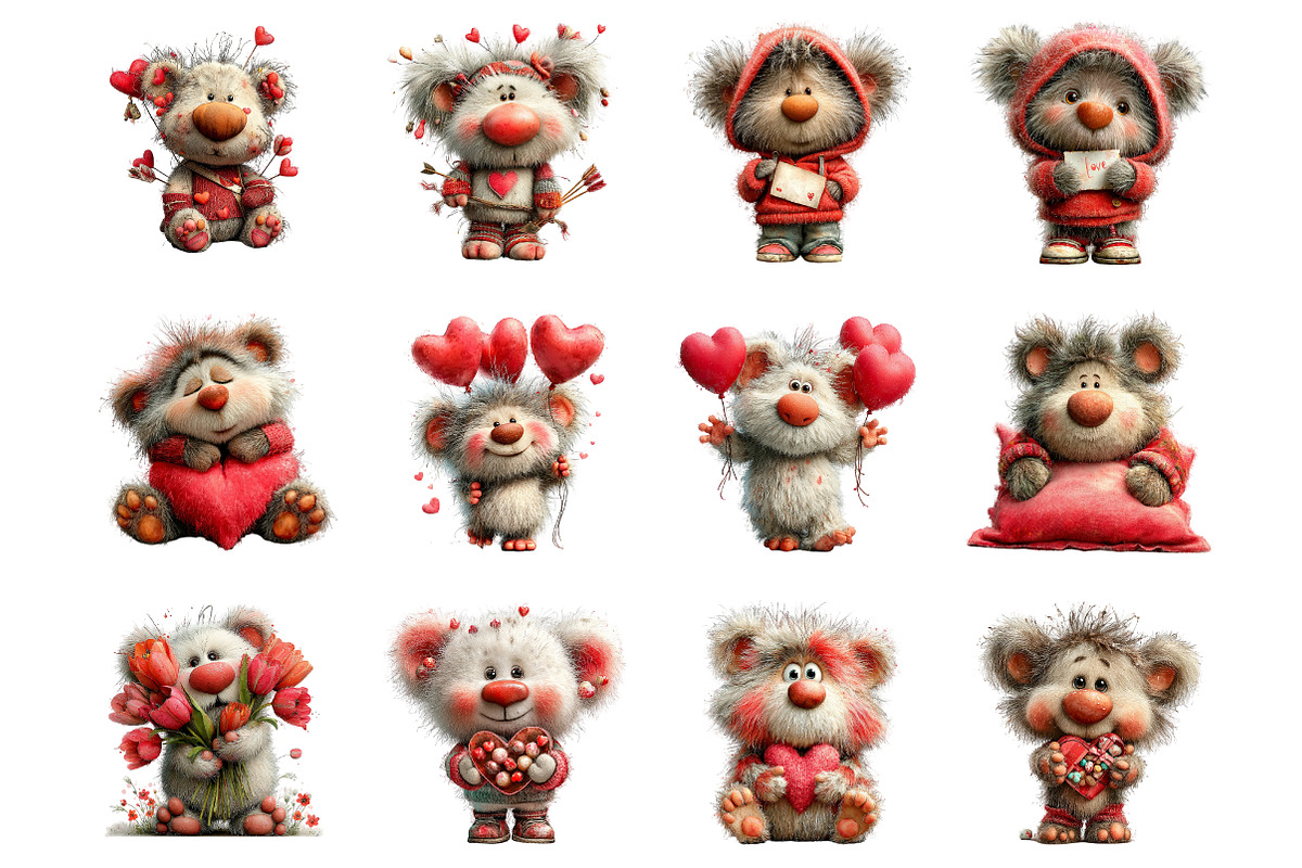 Valentines Teddy Bear Clipart, an Illustration by SinaCreation (Photo 3 of 11)