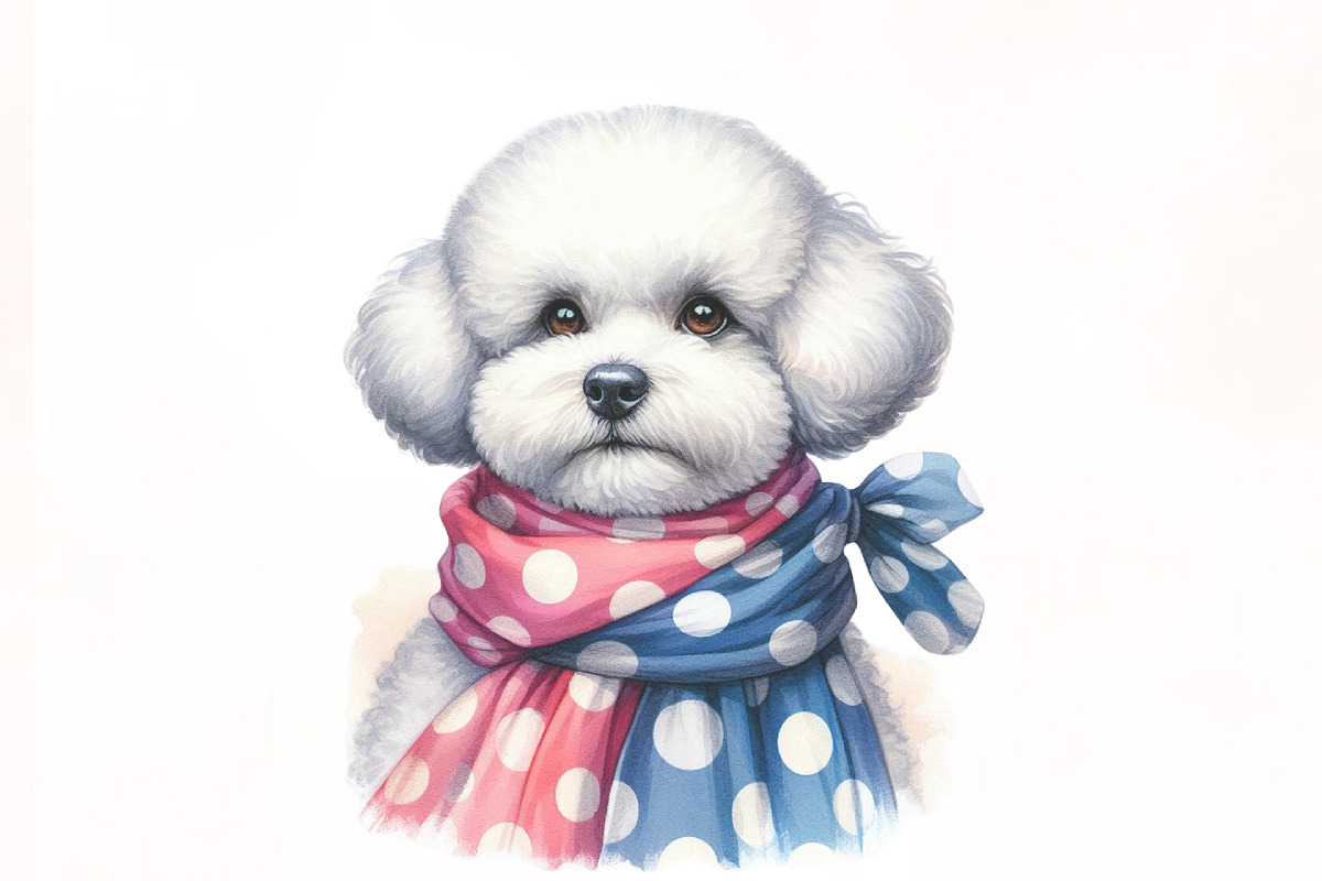 Bichon Frise Dog Watercolor Clipart, an Illustration by Designking (Photo 2 of 4)