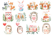 Watercolor Animals Valentine's Clipa, an Illustration by Dream Creation (Thumbnail 3 of 7)