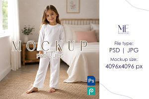 Kid Pajama Mockup, Lounge Set Mockup, a Shirt Mockup by Mie Mockup Studio