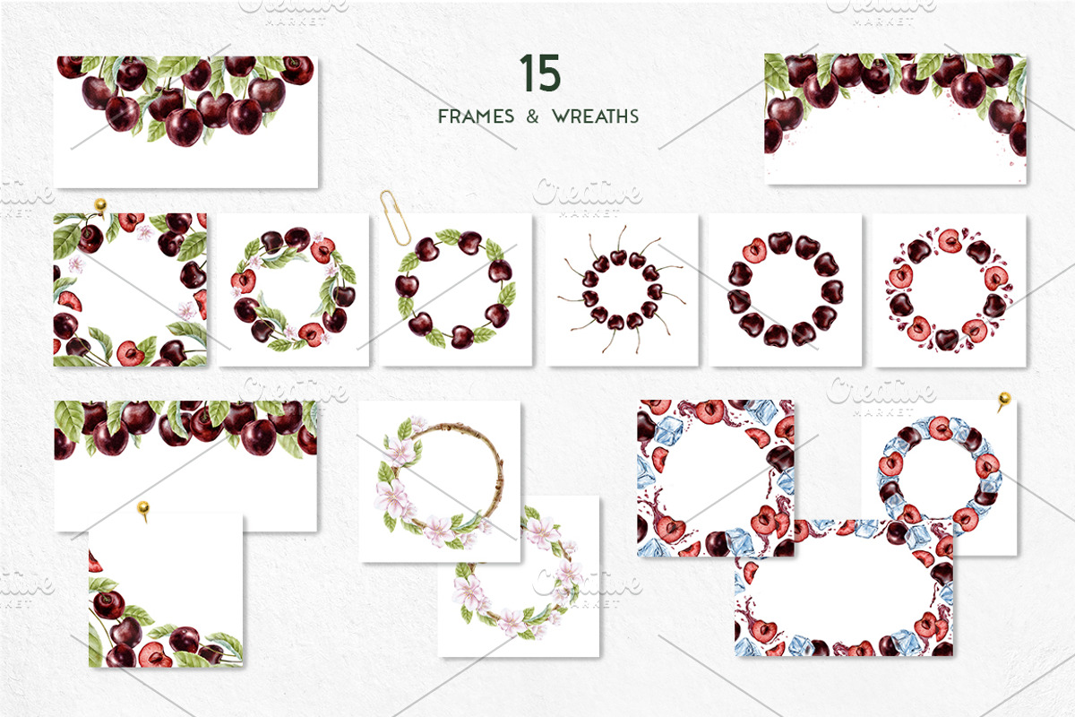 Cherry Watercolor Illustrations, a Food Illustration by Fedulova Art (Photo 6 of 13)