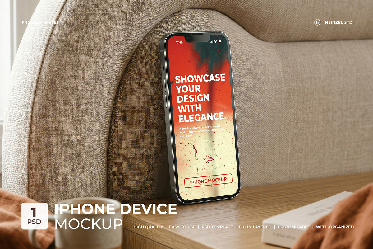Premium iPhone Device Mockup, an iPhone Mockup by Heinzel Std Mockup (Photo 1 of 4)