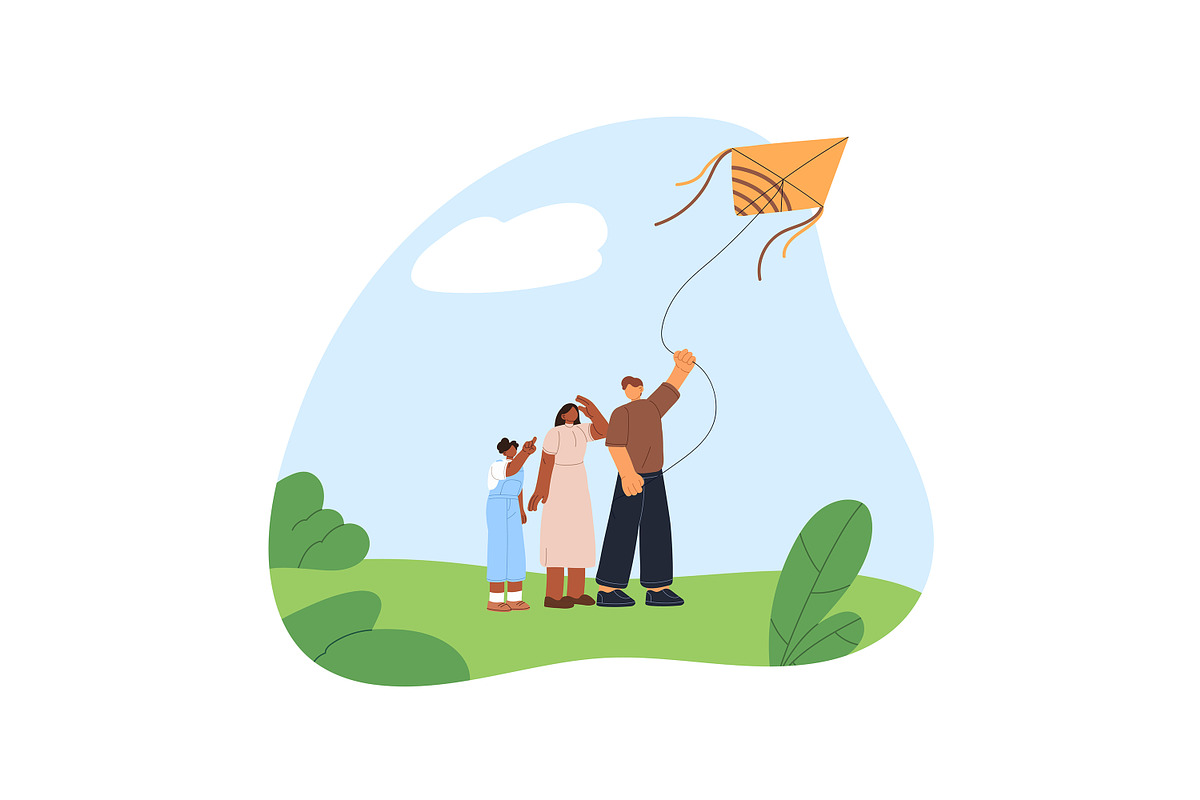 Happy people flying kites in nature, a Person Illustration by PaperTrident (Photo 7 of 7)