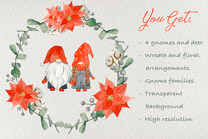 Gnome Family Watercolor Clip Art Set