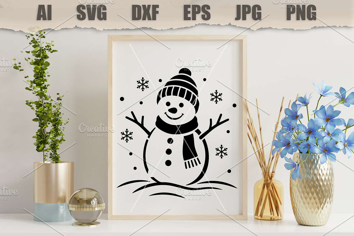 Stencil Snowman Winter Silhouette, an Object Illustration by MARYCRAFTIRIA (Photo 3 of 3)