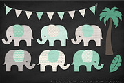 Elephants Clipart & Patterns in Mint, an Illustration by Amanda Ilkov (Thumbnail 3 of 4)