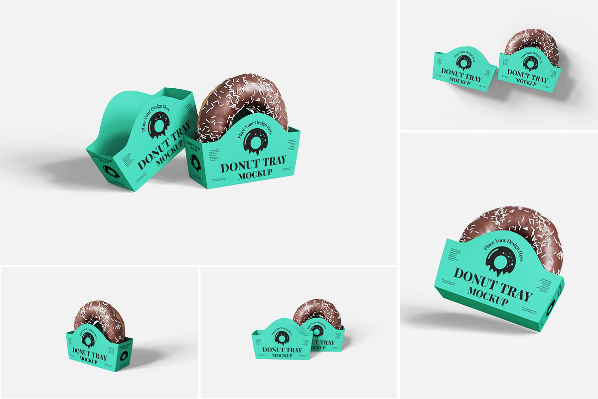Donut Tray Mockup Set, an Advertising Mockup by Indah (Photo 1 of 6)