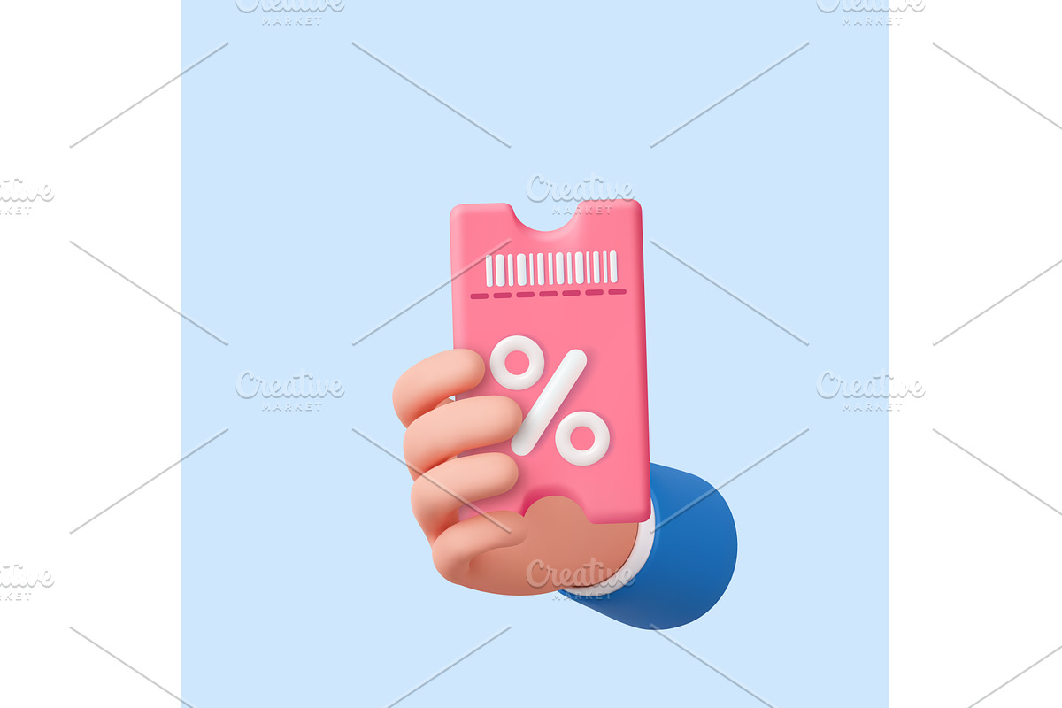 3D hand holding discount coupon with, a Texture Illustration by ModVector