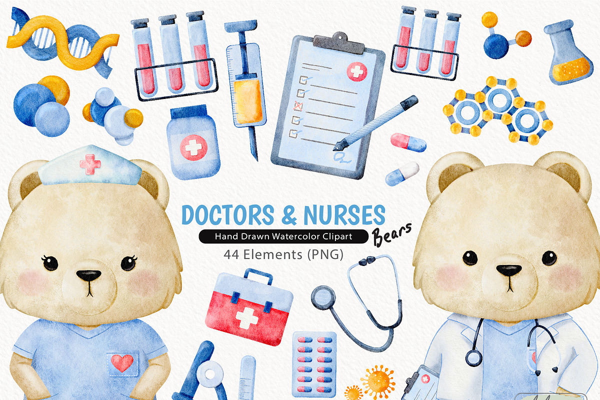 Nurse and Doctor Bear Medical, a Healthcare Illustration by TitaLivingArt (Photo 1 of 9)