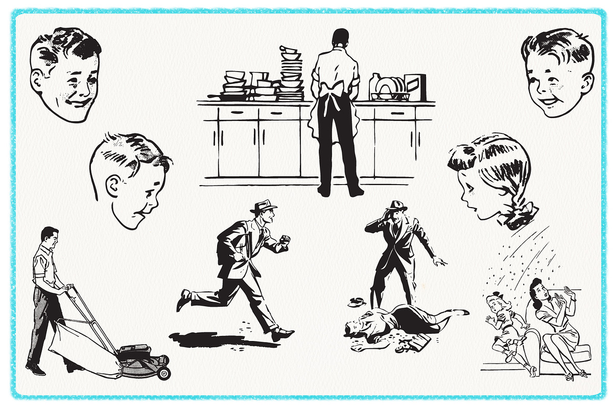 28 Authentic Retro 1950s Vectors, a Person Illustration by Piddix Archives (Photo 4 of 5)