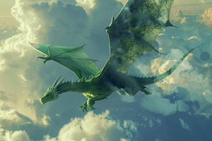 A green dragon gracefully flies thro, a Photo by Iftikhar Alam