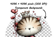 Whimsical Floral Cat Clipart Bundle, an Animal Illustration by one-touch (Thumbnail 6 of 18)