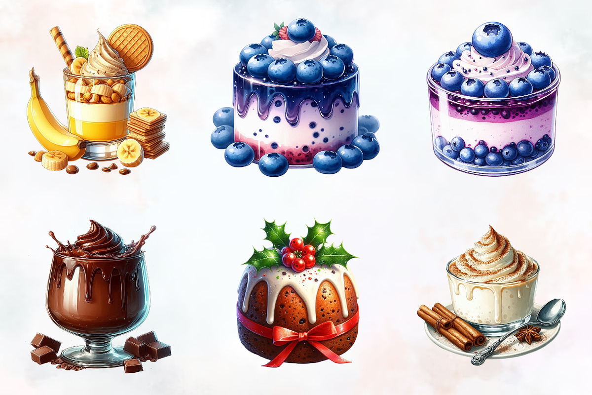 Pudding Watercolor Cliparts, an Illustration by RobertsArt (Photo 5 of 8)