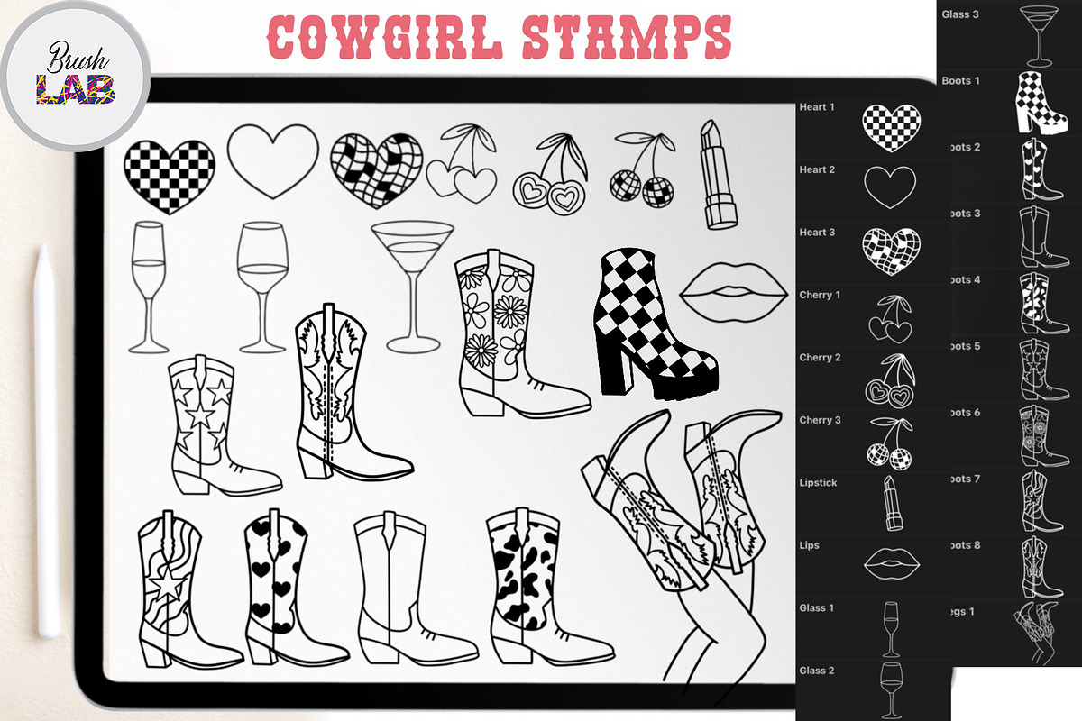 Disco Cowgirl Procreate Set, a Brushes & More by Brush Lab (Photo 4 of 8)