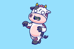 Cute Cow Zombie Cartoon Illustration, an Animal Illustration by Catalyst Labs