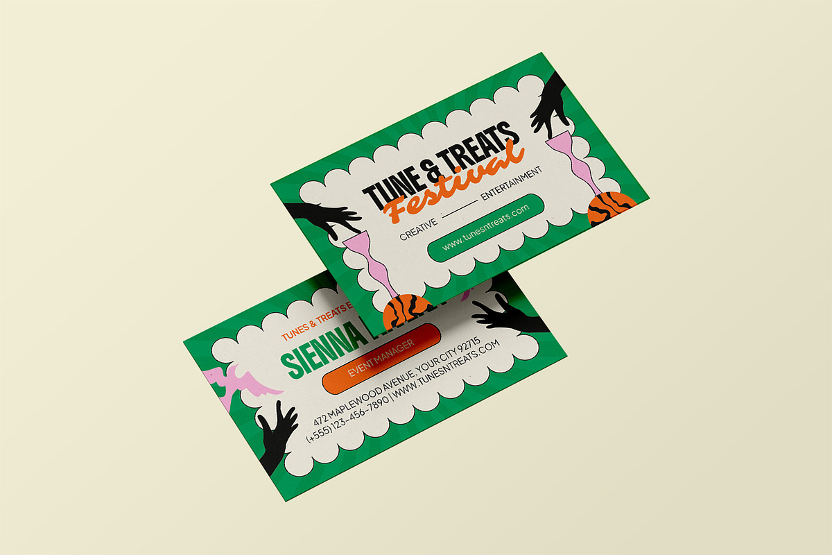 Tunes & Treats Fest - Business Card, a Business Card Template by StreaksideStd (Photo 2 of 3)