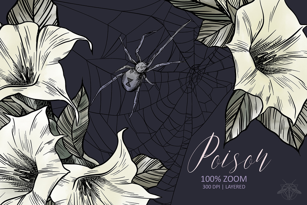POISON | Watercolor HALLOWEEN set, a Decorative Illustration by Tanya Vollar (Photo 13 of 16)