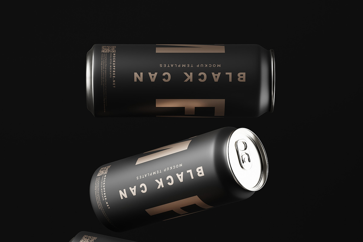 Black Soda or Beer Can Mockups, a Packaging Mockup by MockupFree.Net (Photo 12 of 15)