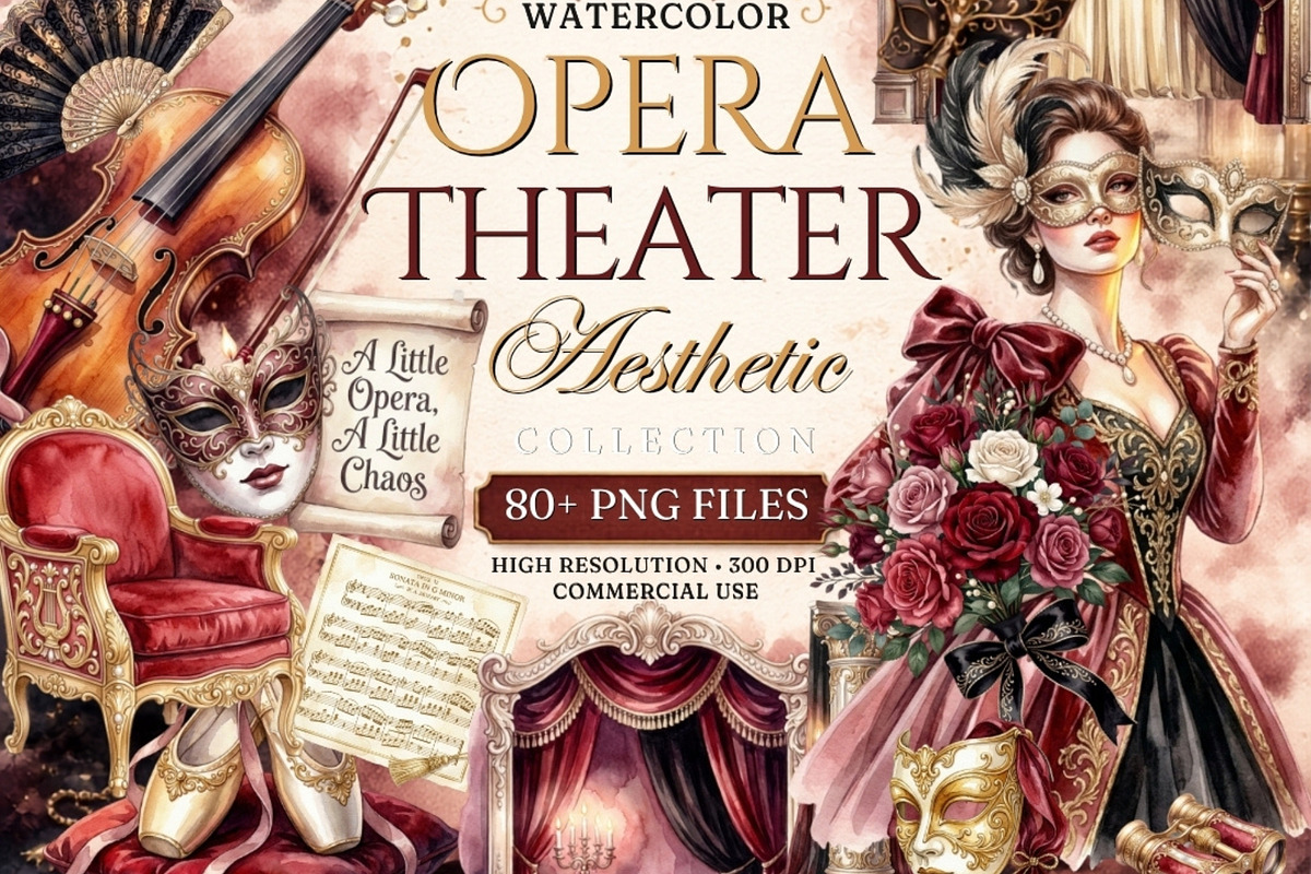 Watercolor Opera Theater Bundle, a Person Illustration by Tanya Kart (Photo 1 of 13)
