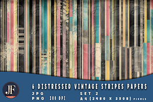 Distressed Vintage Stripes Papers 2