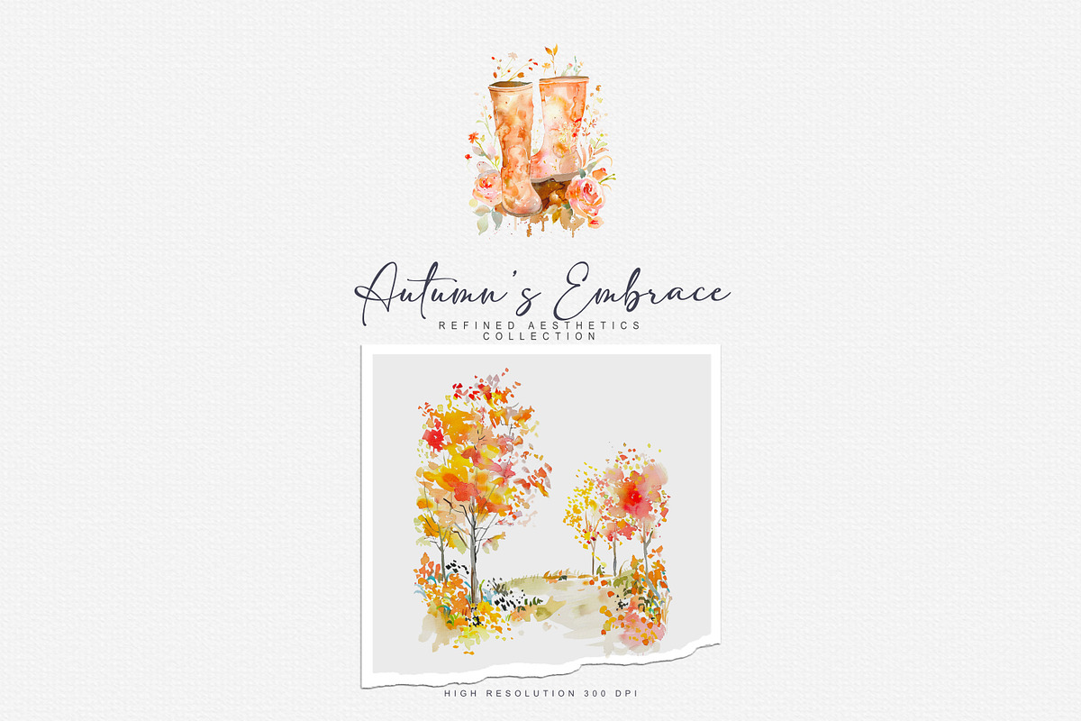 watercolor autumn scenery clipart, a Decorative Illustration by Patishop Art (Photo 5 of 10)