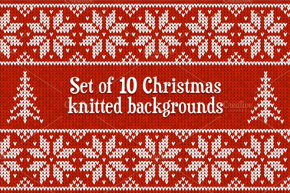 10 knitted vector seamless patterns