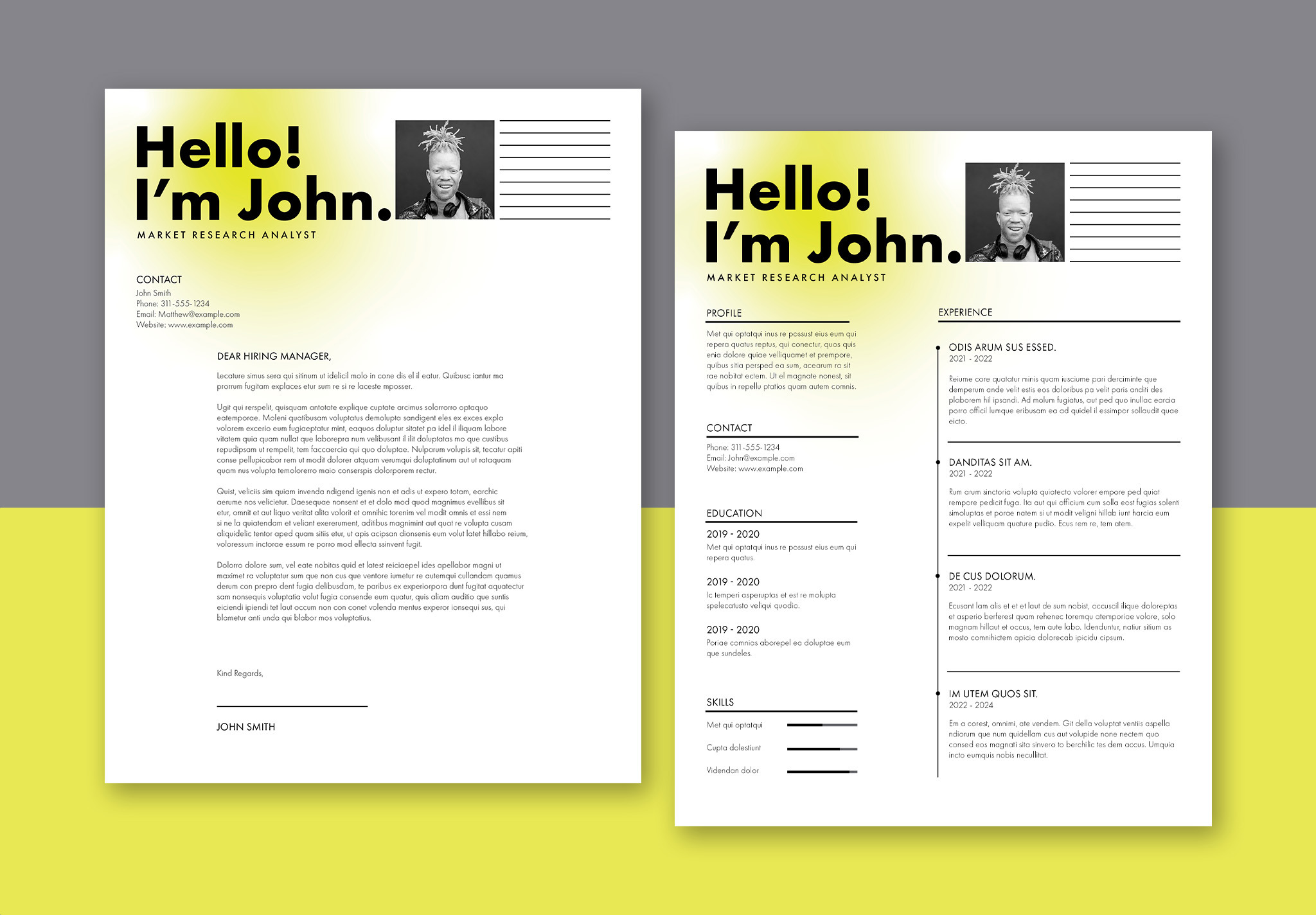 Minimal Resume with Yellow Gradient, a Resume Template by wavebreak