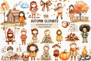 Cute Watercolor Autumn PNG Clipart, a Person Illustration by SugarCloudStudioArt