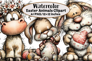 Easter Animals Clipart, an Illustration by Design Market