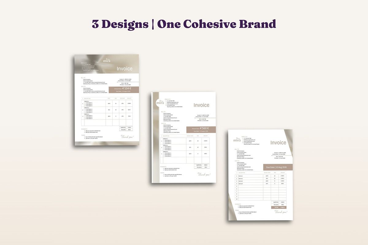 Invoice Templates 3 Designs Word, a Stationery Template by B2 Studio (Photo 3 of 18)