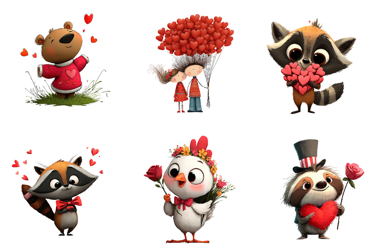 valentines animals clipart, an Illustration by CreationArt (Photo 7 of 7)