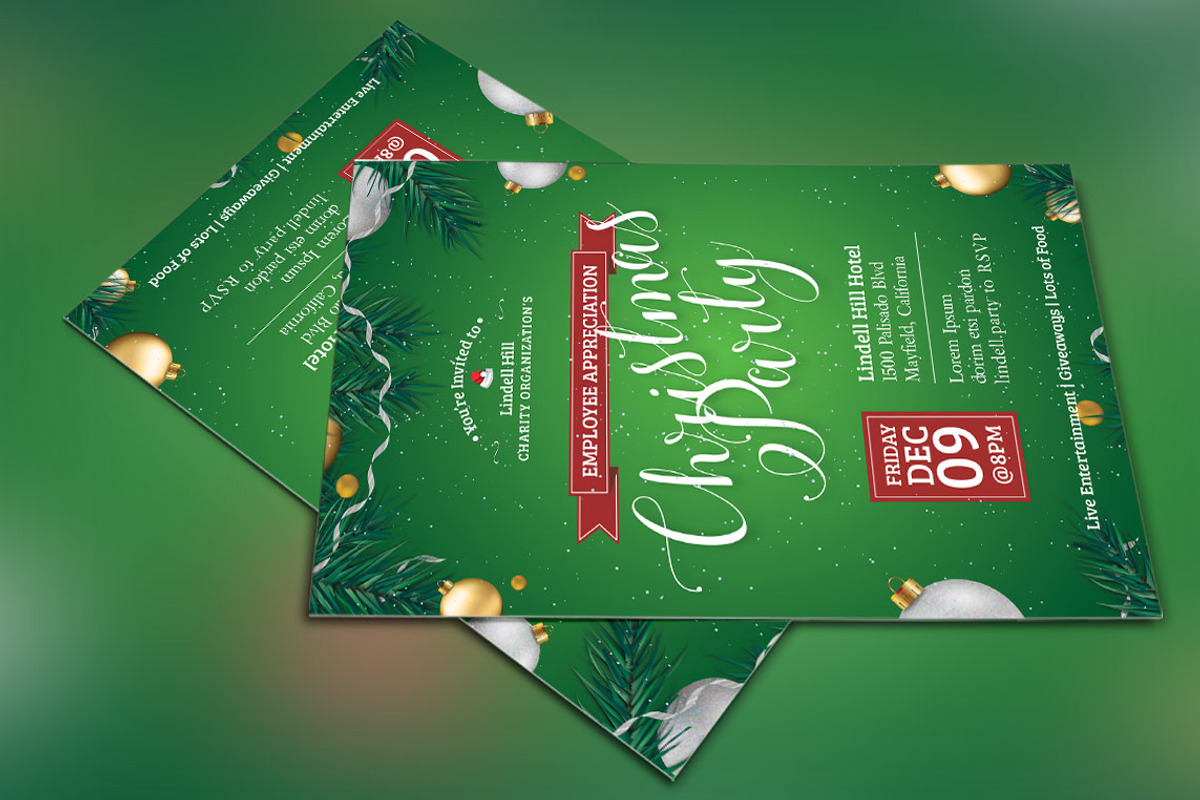 Green Christmas Party Flyer Template, a Flyer Template by Godserv Designs (Photo 4 of 5)