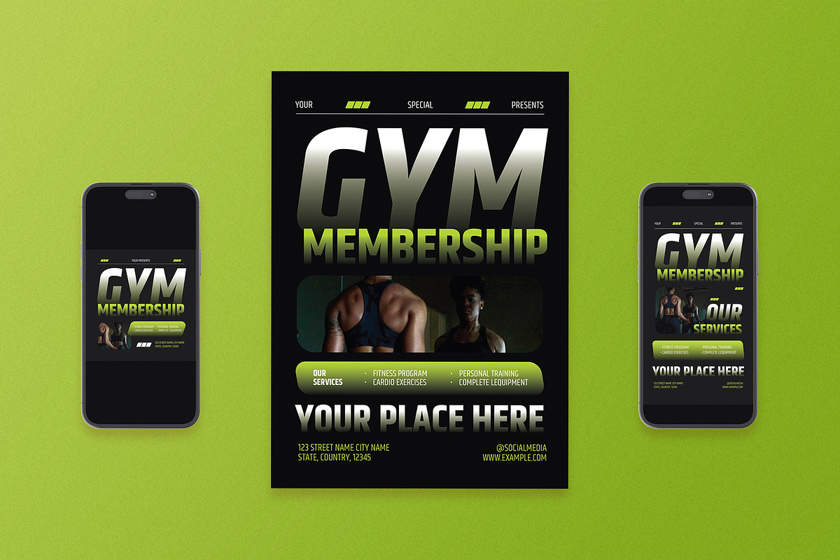 Gym Membership Flyer, a Flyer Template by Aiyari Graphic (Photo 1 of 3)