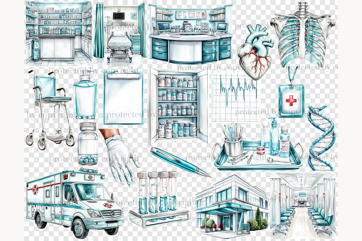 Medical Clipart Set | Nurse & Doctor, a Work Illustration by GlamArtZhanna (Photo 7 of 8)