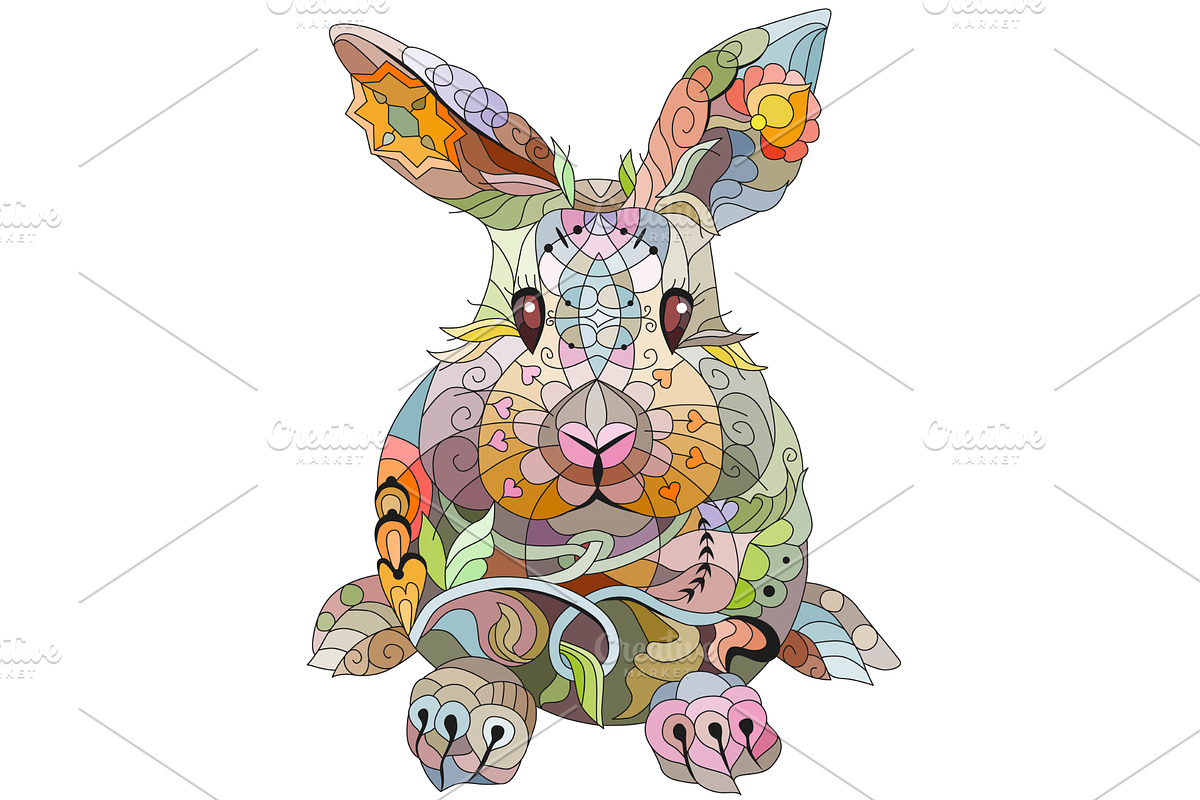 Spring rabbit coloring page for, an Animal Illustration by Watercolor ...