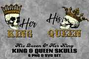 King & Queen Skulls w/ Crowns Vector, an Object Graphic by AlexandHer Digital Art (Thumbnail 1 of 5)