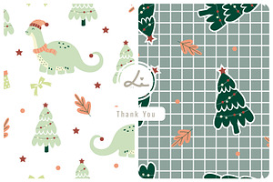 Dinosaur and christmas tree pattern