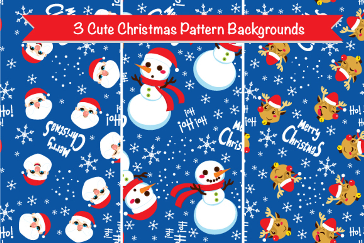 Three Christmas Pattern Backgrounds