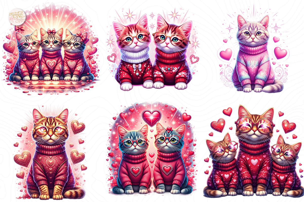 Valentine Cats PNG Clipart Cute Cat, an Animal Illustration by KennedyStudio (Photo 3 of 5)