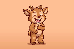 Laughing Deer Cartoon Character, an Animal Illustration by Gumrega Studio