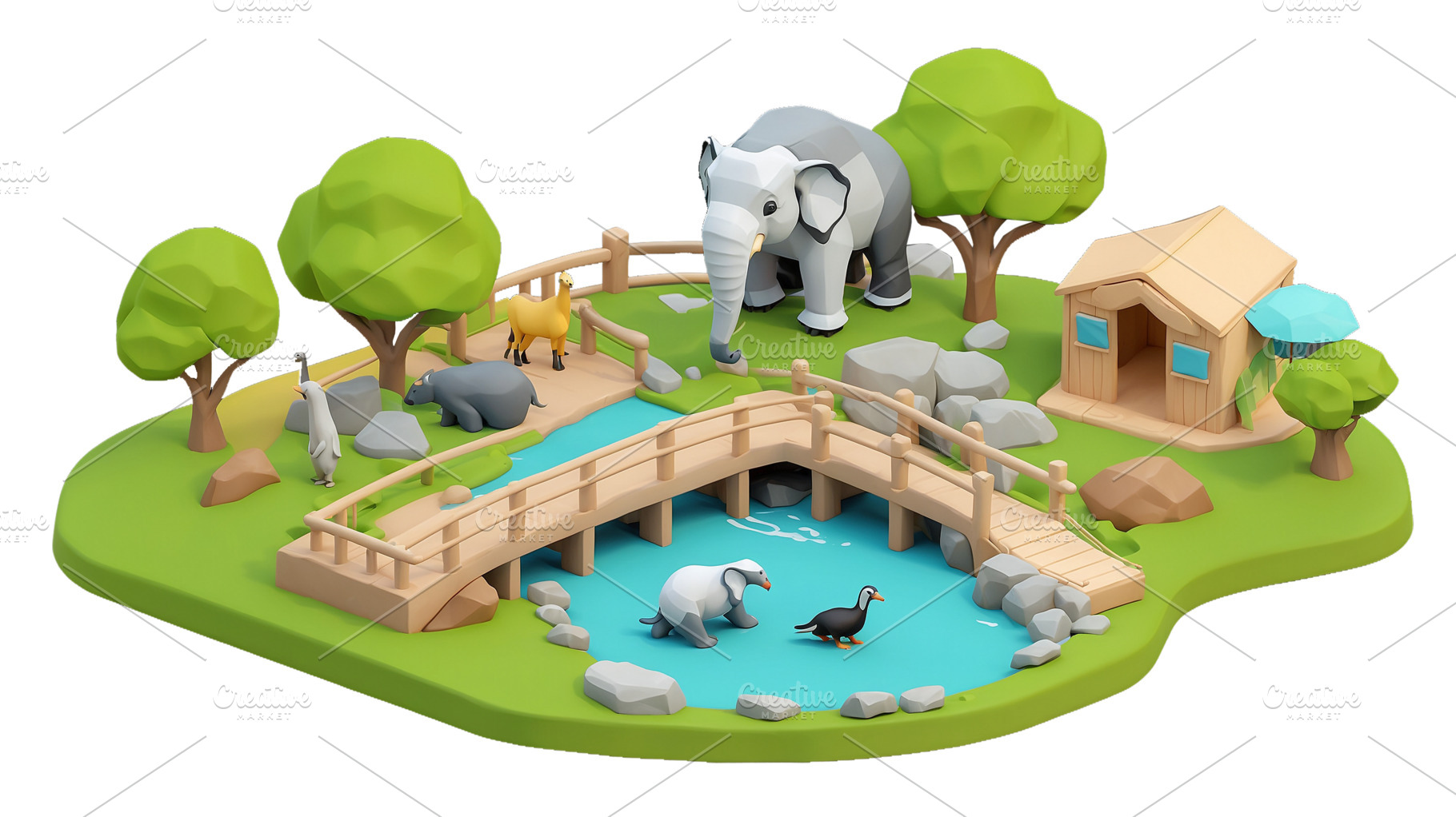Low Poly Zoo Diorama with Animals, an Arts & Entertainment Photo by Stock Shape