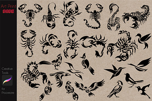 Tribal Tattoo Pack Stamp Animals Art