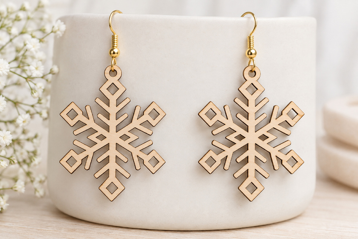 Geometric Snowflake Earrings SVG, an Object Graphic by Canvas Craft (Photo 2 of 3)