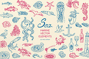 Marine Vector Art Set 120 Sea Life, a Decorative Illustration by Neliakott ♥ (Thumbnail 1 of 12)