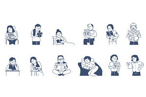 Reading books characters. Readers, an Education Illustration by LadadikArt