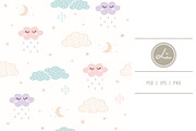 Clouds And Moon Pattern, a Pattern Graphic by lindoet23 (Thumbnail 1 of 3)