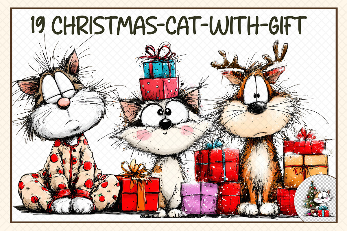 Christmas Cat With Gift, an Illustration by cherrydesign (Photo 1 of 3)