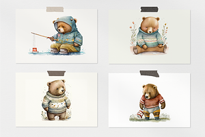 Cute Bears Watercolor Collection